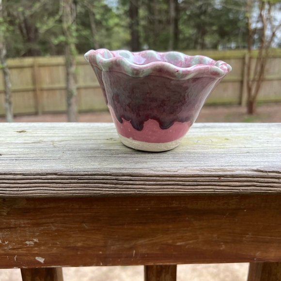 Pink Multi Color Pottery Bowl by a local artist - Picture 4 of 9